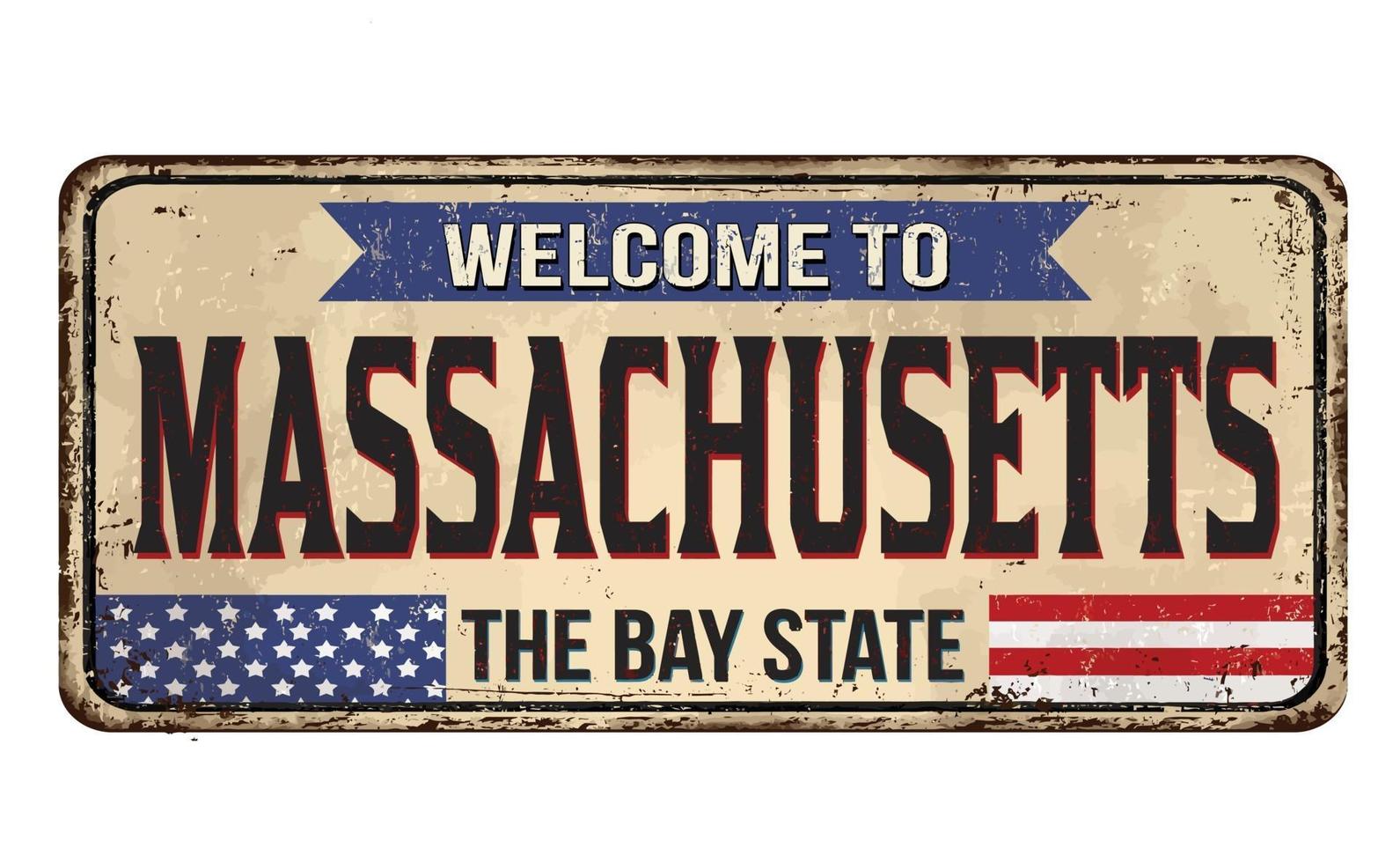 Welcome to Massachusetts vintage rusty metal sign vector