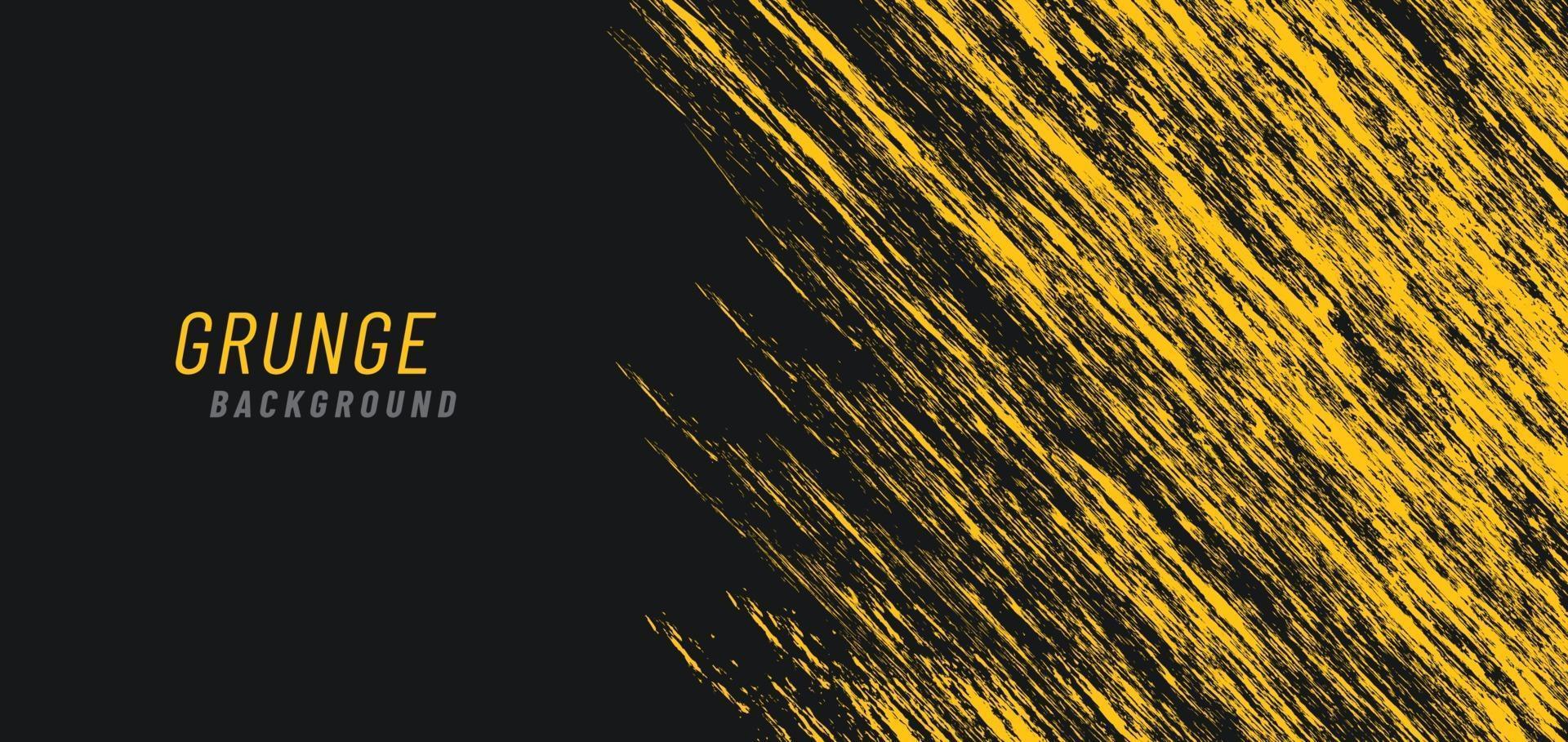 Abstract dynamic bright yellow grungy on dark background with copy space. Colorful scratched template. Texture and elements for design. Vector illustartion