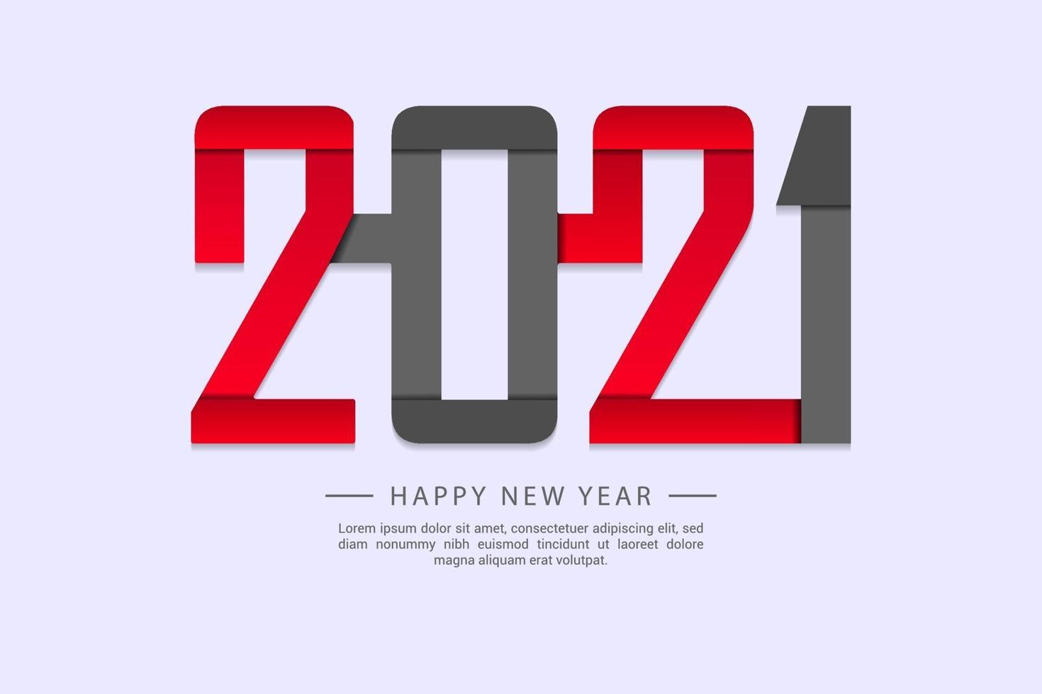 Happy New Year 2021 text design template for greeting cards, poster, Banner, Vector illustration.