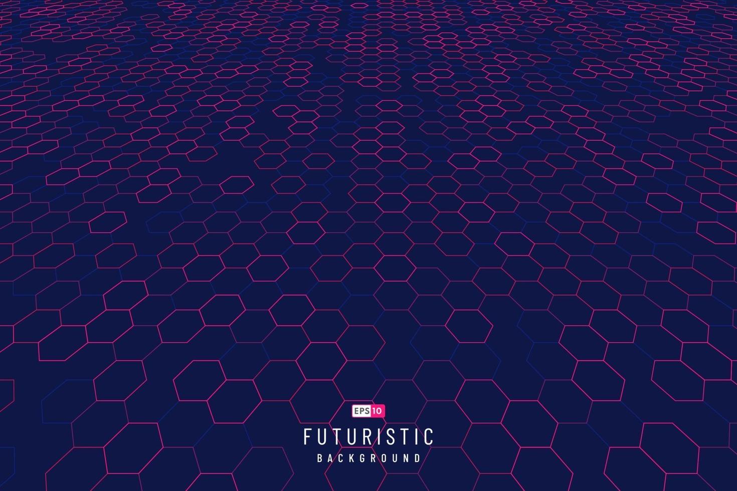 Abstract technology red hexagon perspective pattern on dark blue background. Futuristic dynamic grid pattern design. Modern simple geometric template. Vector illustration