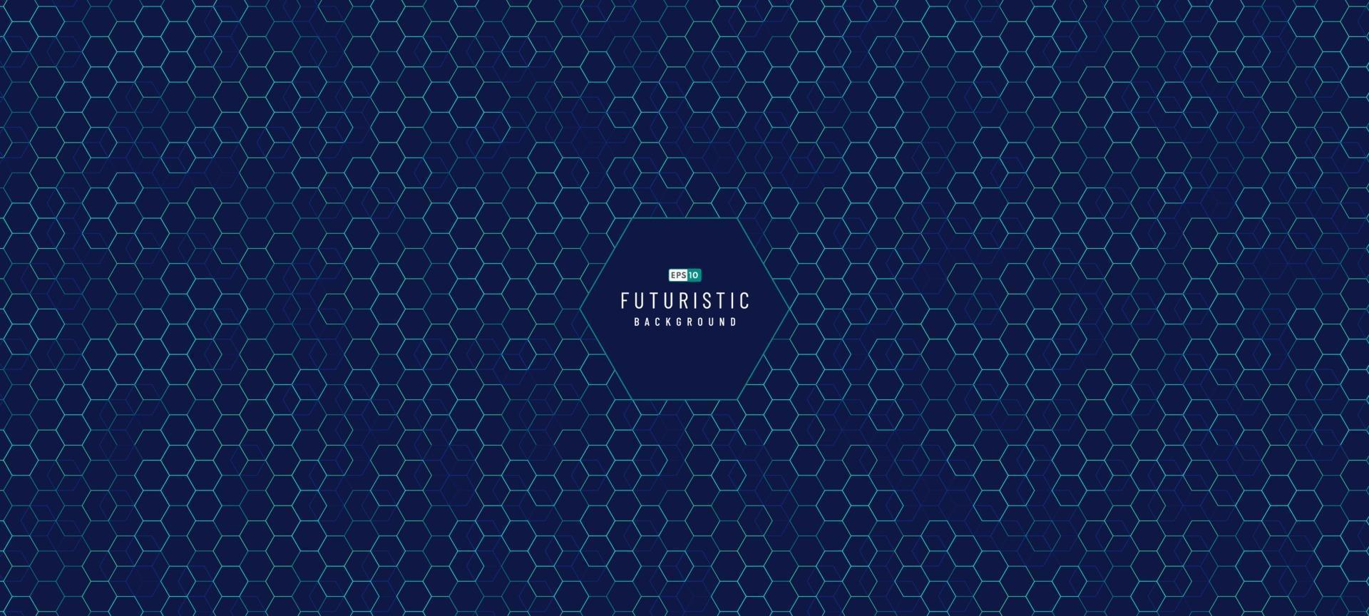 Abstract technology green and blue hexagon pattern on dark blue background. Futuristic dynamic pattern design. Modern simple geometric pattern. Vector illustration