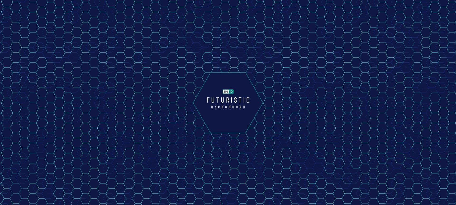 Abstract technology green and blue hexagon pattern on dark blue background. Futuristic dynamic pattern design. Modern simple geometric pattern. Vector illustration