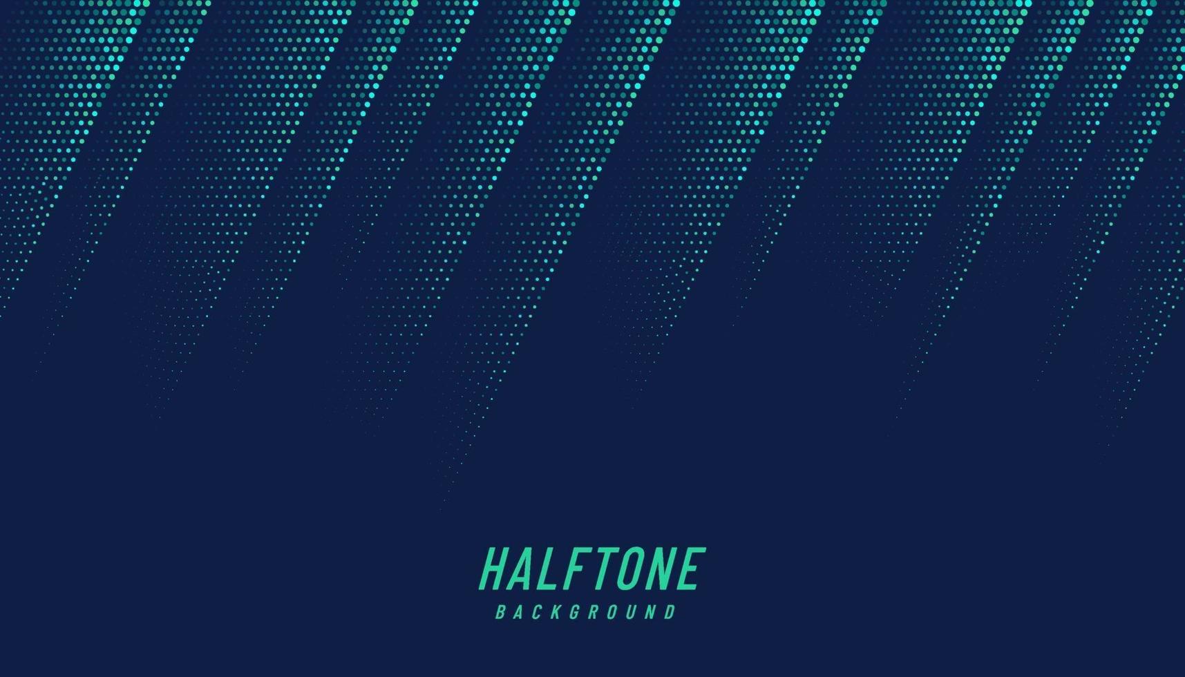 Abstract green and blue diagonal halftone texture on dark blue background with copy space. Futuristic dynamic pattern design. Modern simple dots pattern. Vector illustration