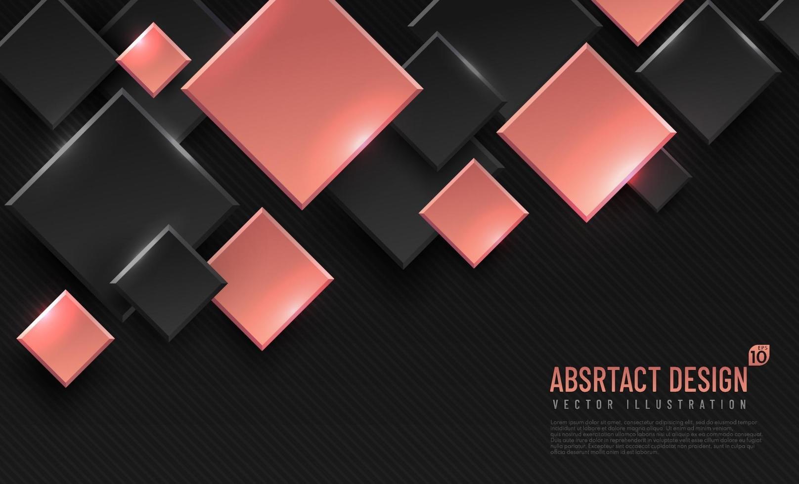 Abstract geometric background with rhombus shapes, black and pink gold color. Modern and minimal concept. You can use for cover, poster, banner web, Landing page, Print ad. Vector illustration