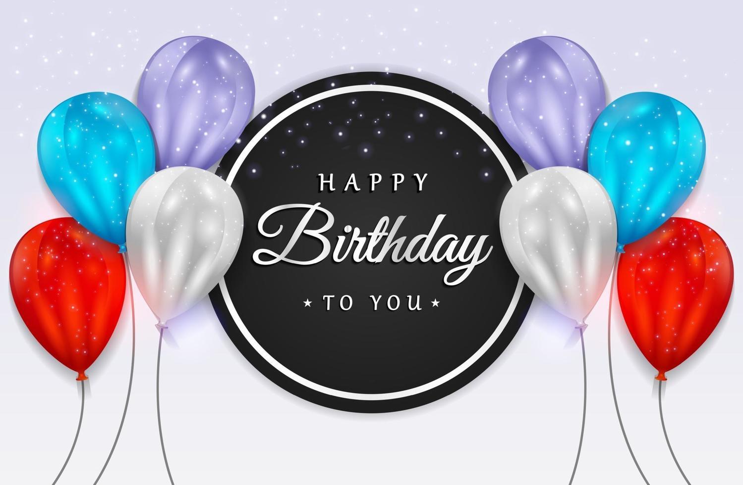 celebración de cumpleaños feliz con globos realistas y confeti brillante para tarjetas de felicitación, pancartas de fiesta, aniversario. vector