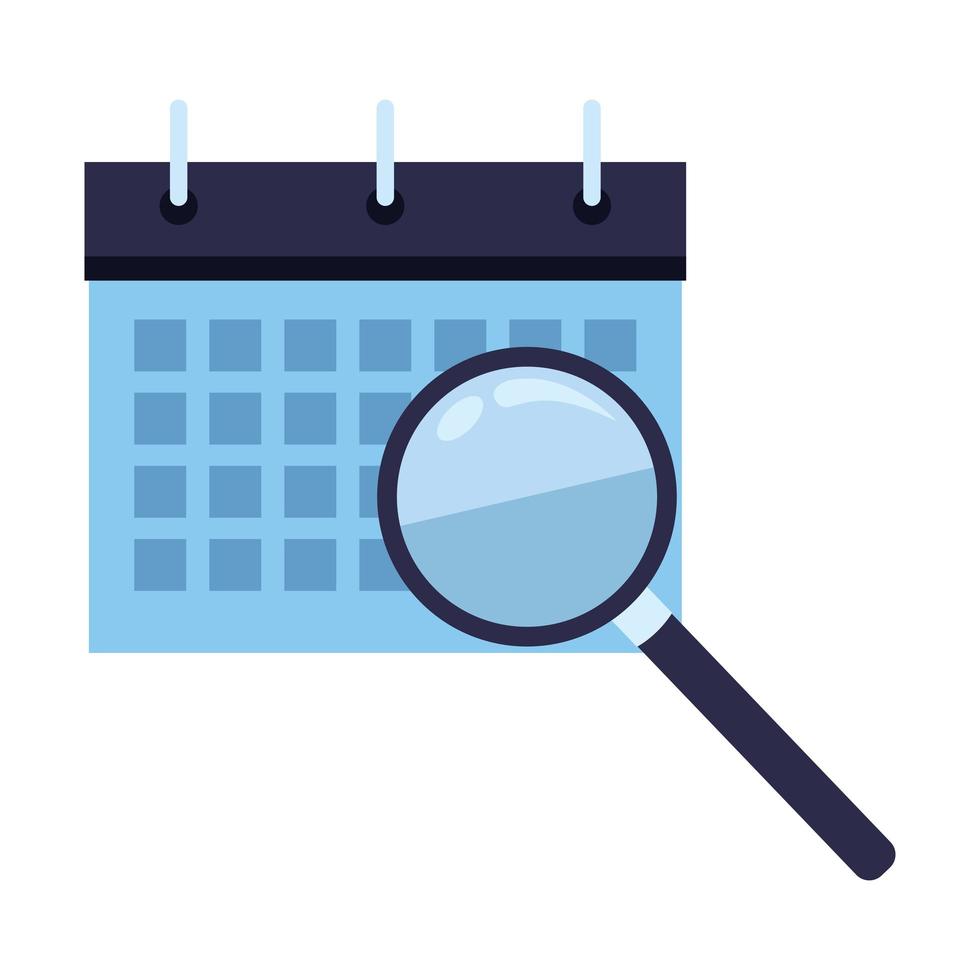 calendar schedule flipchart with magnifying glass icon cartoon vector