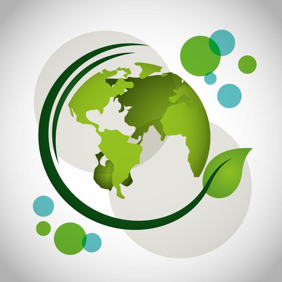 eco friendly poster with earth planet and leafs plant vector