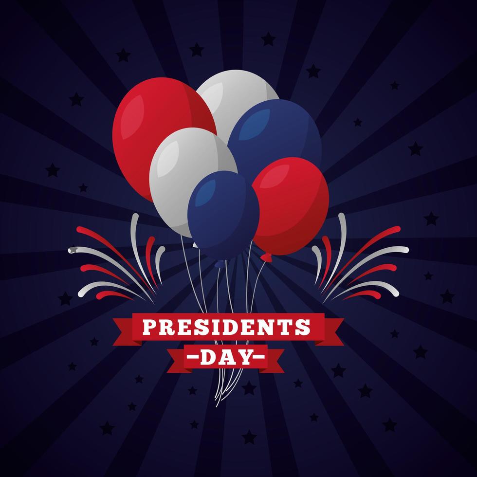 presidents day celebration with lettering and balloons vector