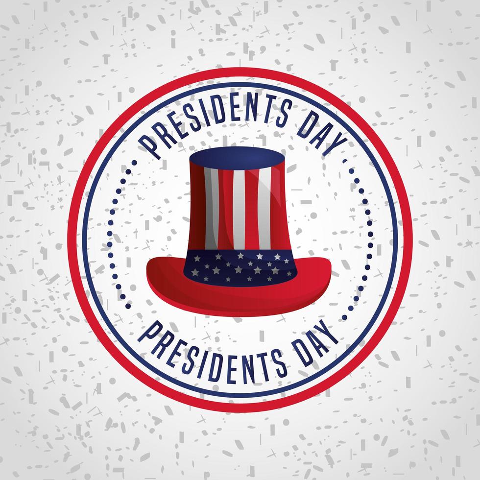 feliz cartel de celebración del día de los presidentes de estados unidos con sombrero de copa vector