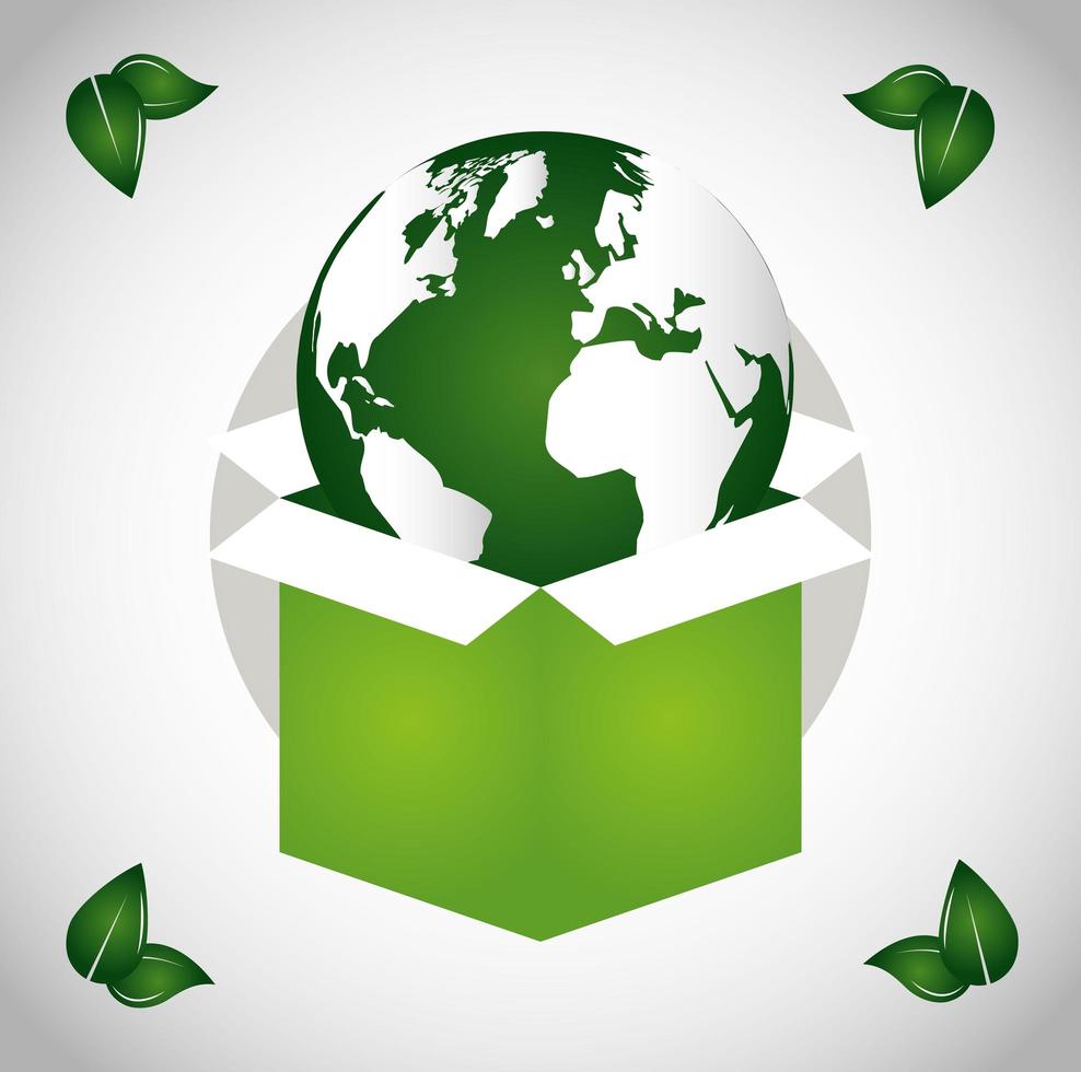 Eco friendly poster with planet Earth in a box vector