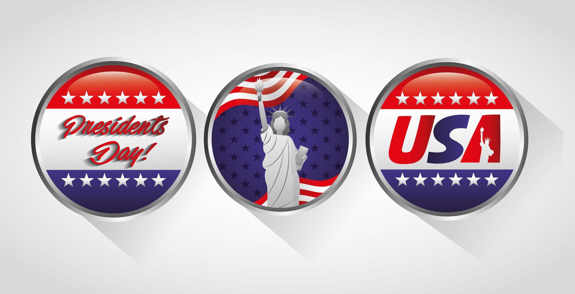 happy presidents day celebration USA button set vector