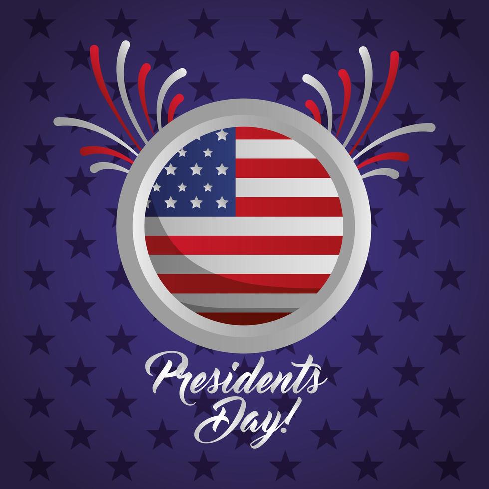 happy presidents day celebration poster with flag seal stamp vector