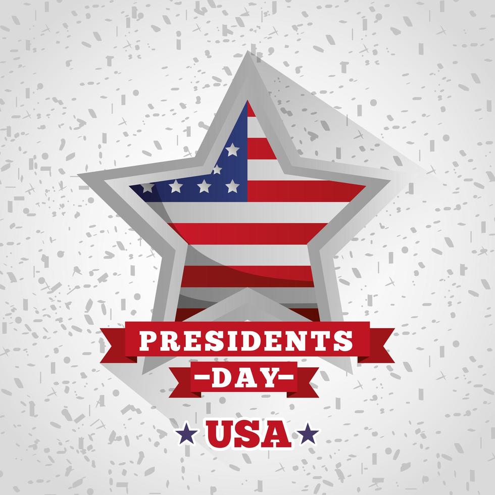 cartel de celebración del día de los presidentes feliz con bandera en estrella vector