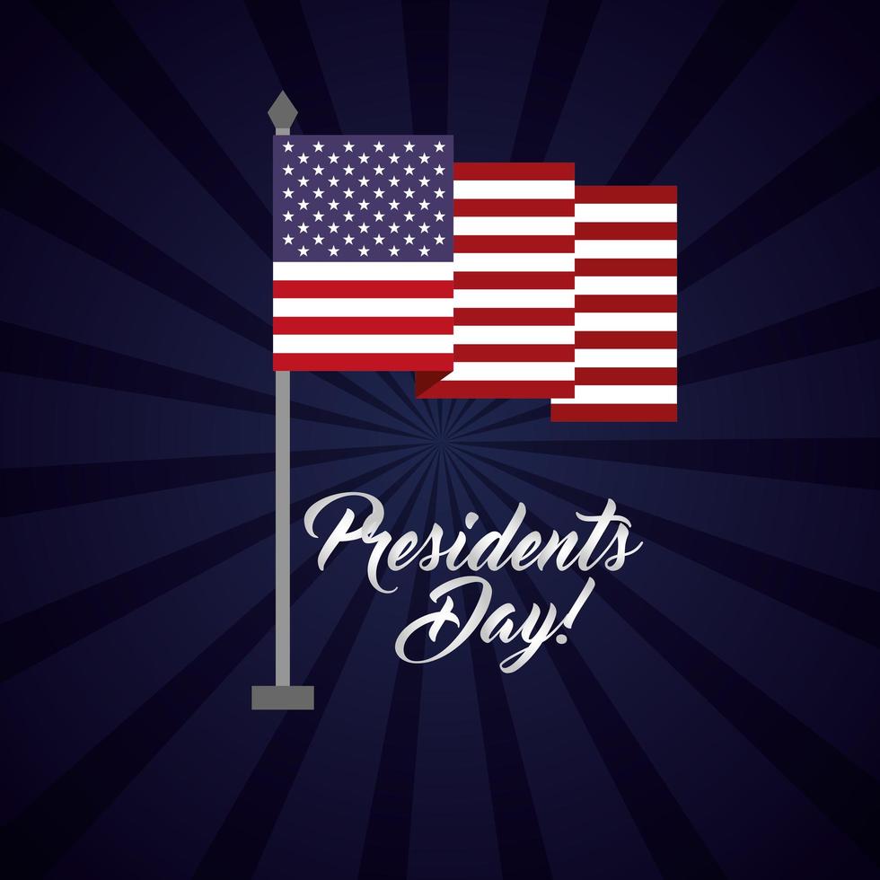 cartel de celebración del día de los presidentes feliz con bandera vector