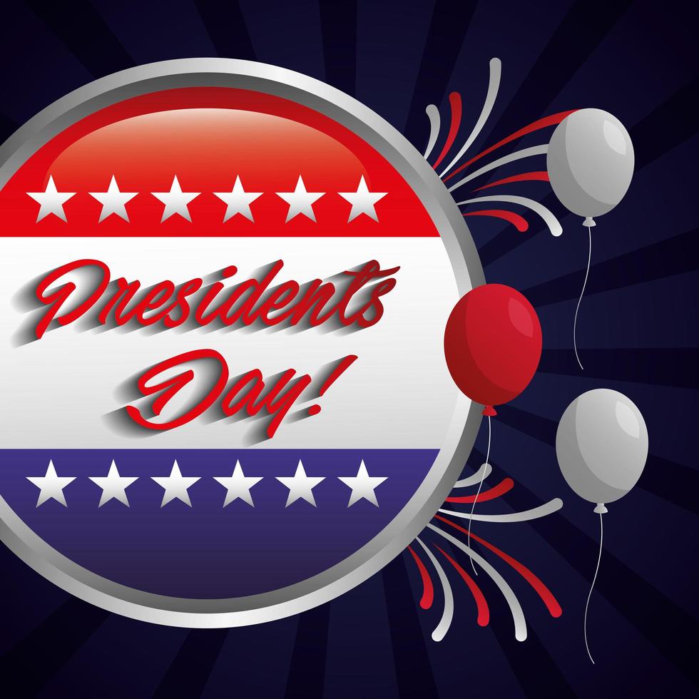 happy presidents day celebration poster with flag seal stamp vector