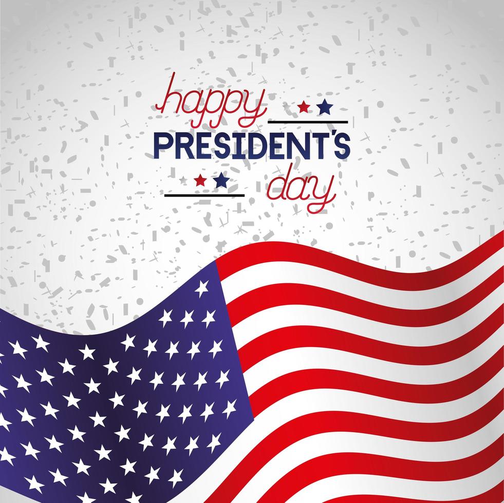 cartel de celebración del día de los presidentes feliz con bandera vector