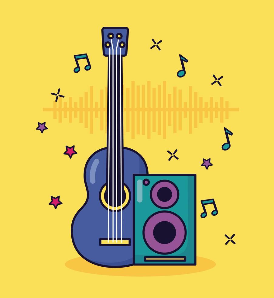guitar and speaker music colorful background vector