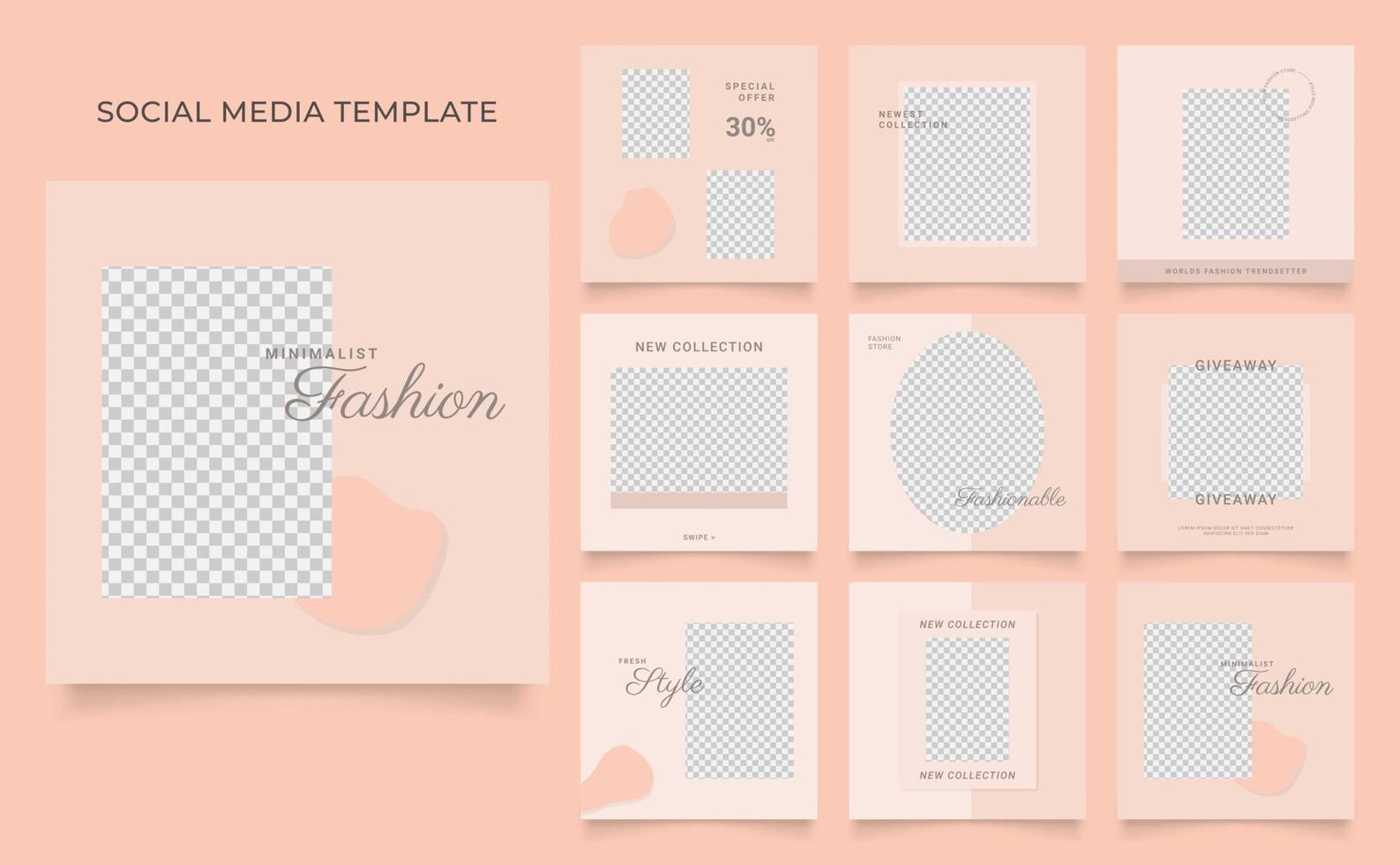 social media template banner blog fashion sale promotion. fully editable square post frame puzzle organic sale poster. brown khaki beige vector background