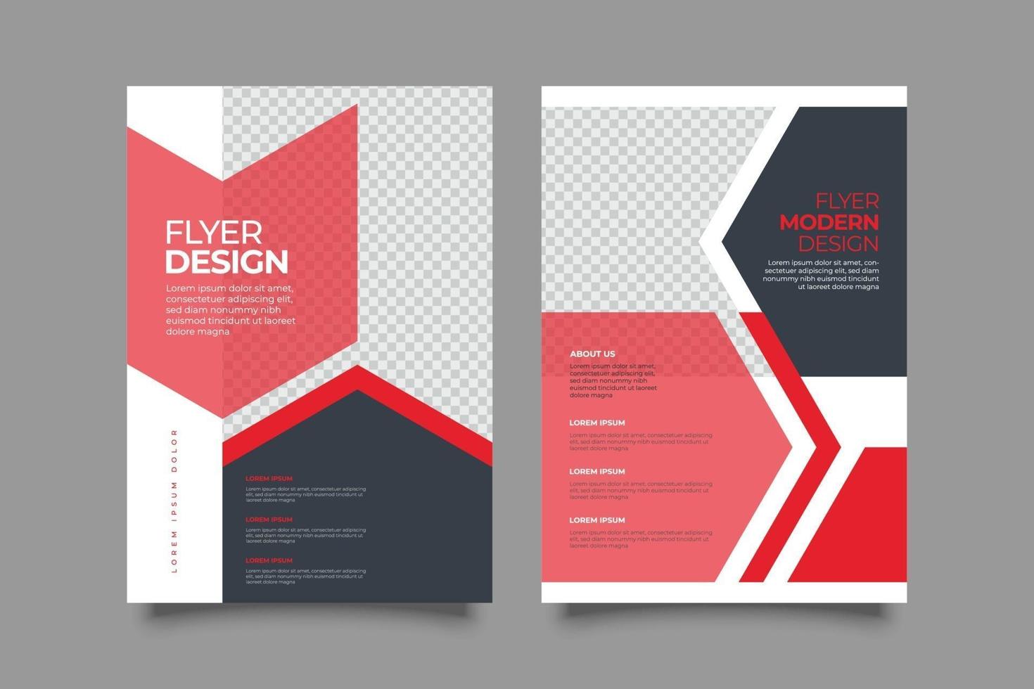 Reddish flyer template design with abstract shapes vector