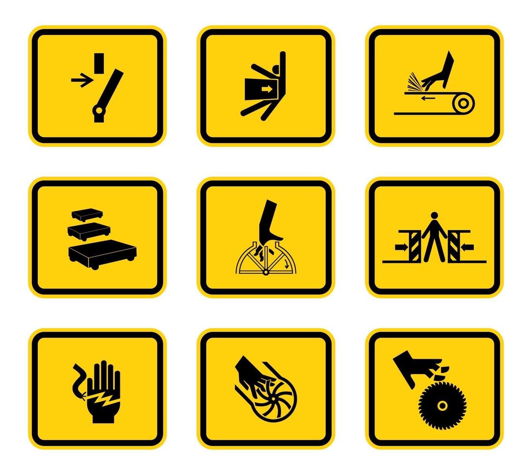 Warning Hazard Symbols labels Sign Isolated on White Background vector