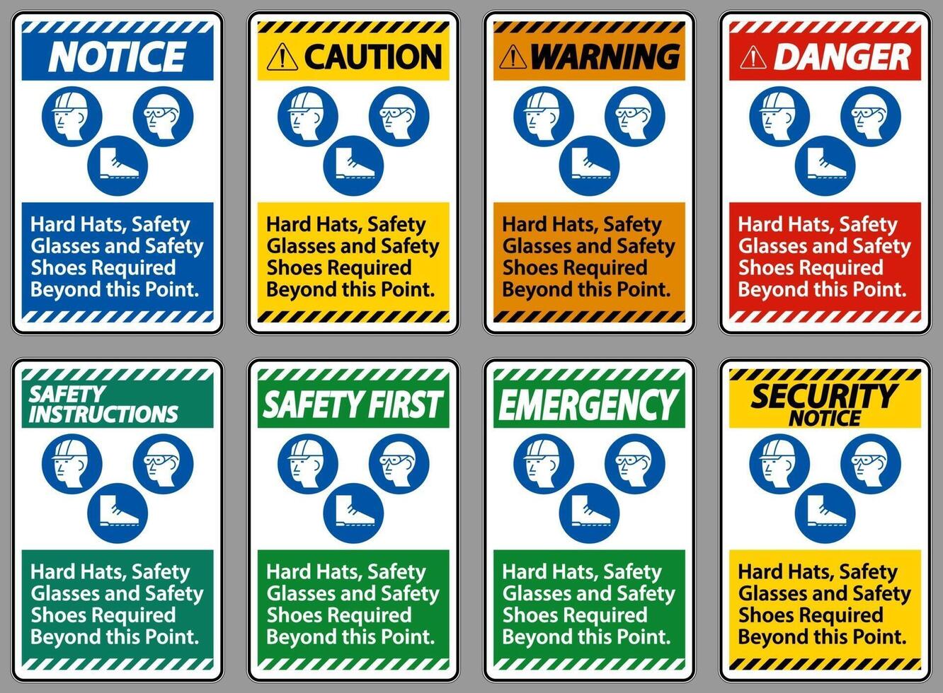 Hard Hats, Safety Glasses And Safety Shoes Required Beyond This Point With PPE Symbol vector