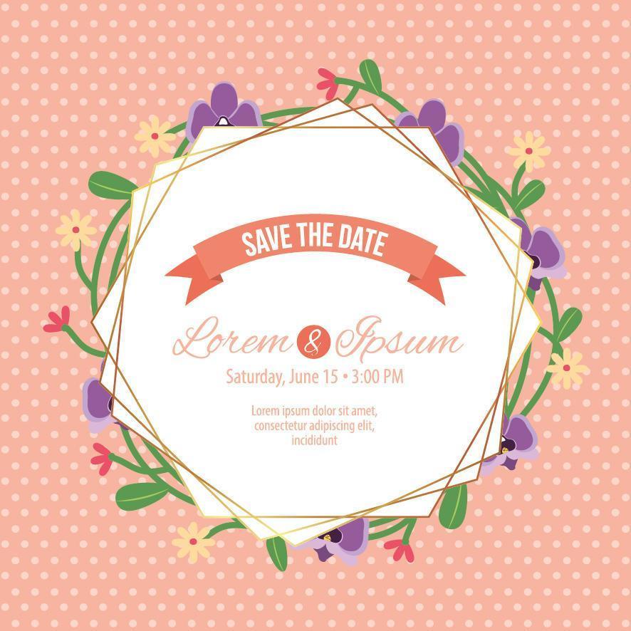 save the date circular frame vector