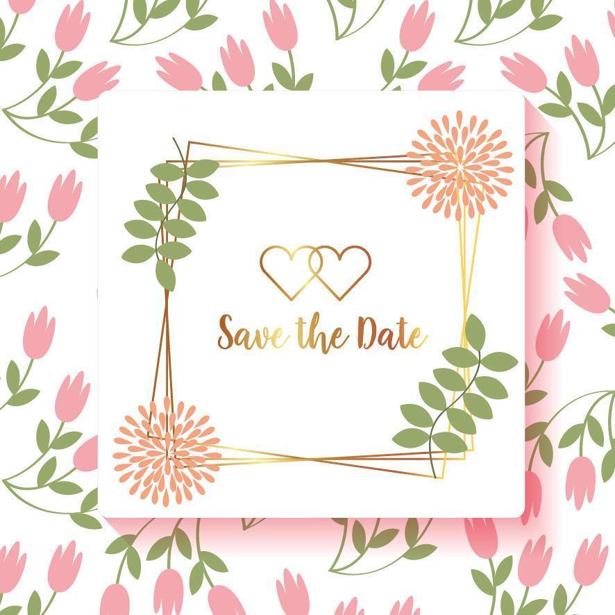 save the date square frame vector