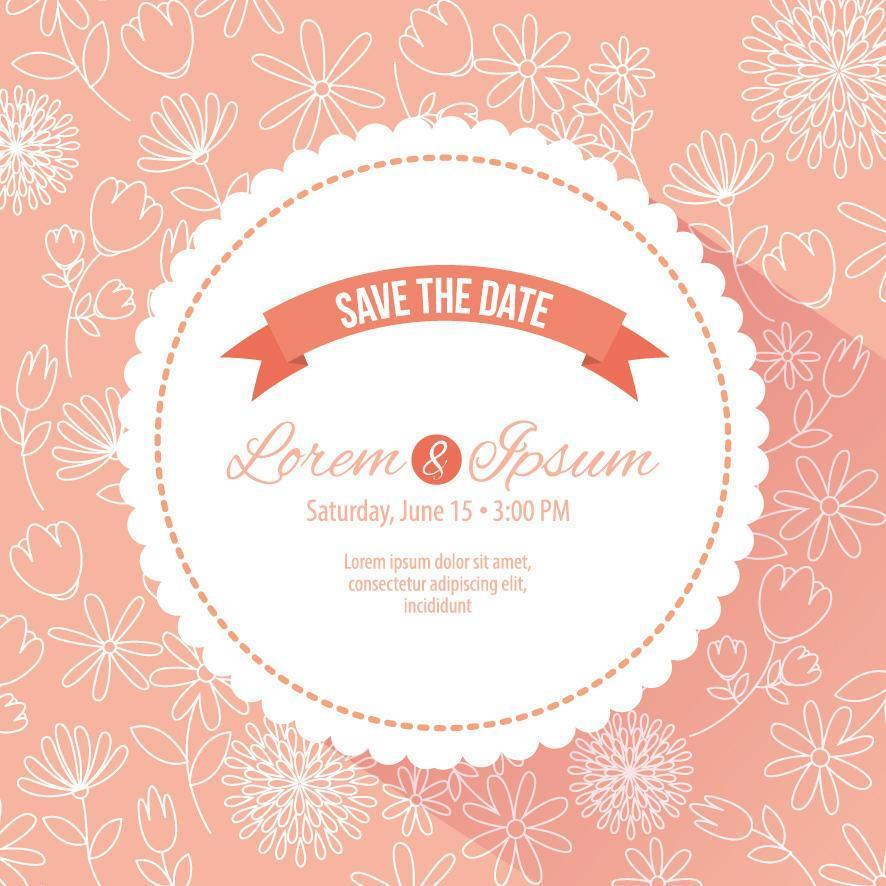 save the date circular frame vector