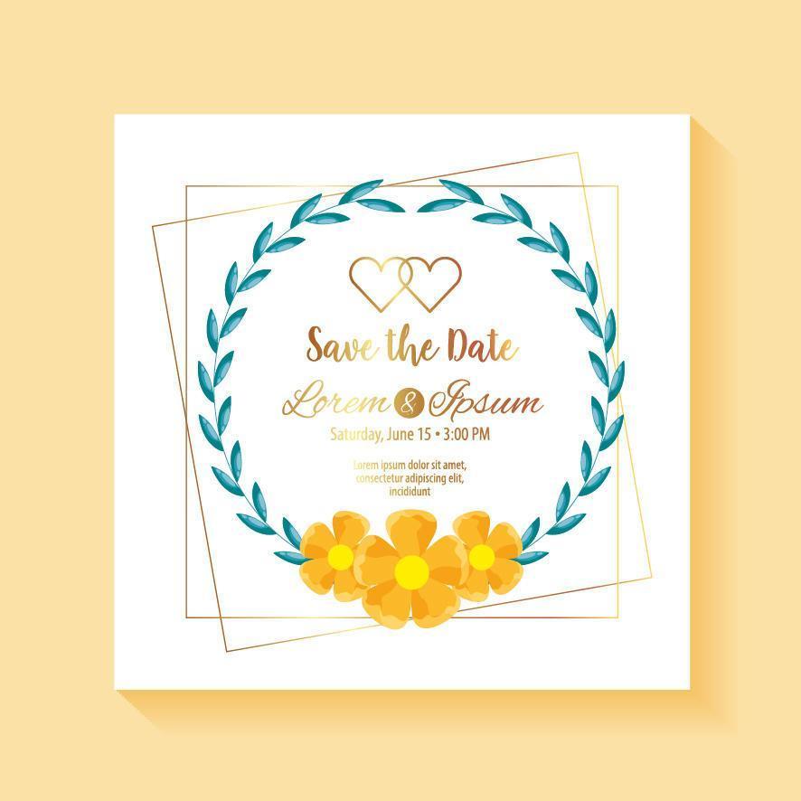 save the date square frame vector