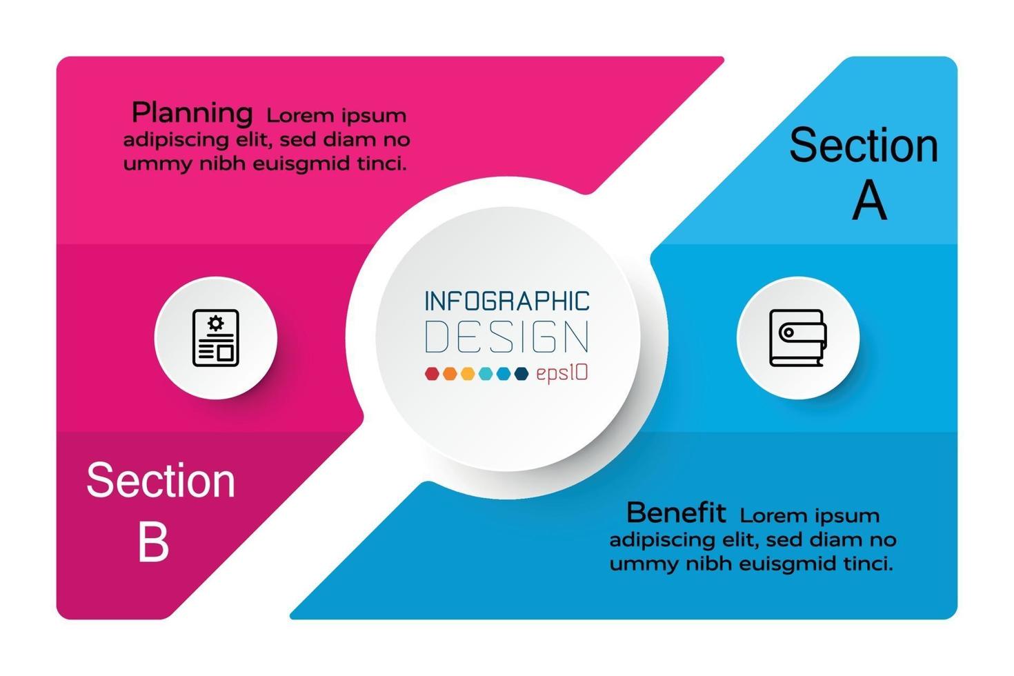 Square design by segmentation showing group work, applicable to teamwork, business, marketing. vector infographic illustration.