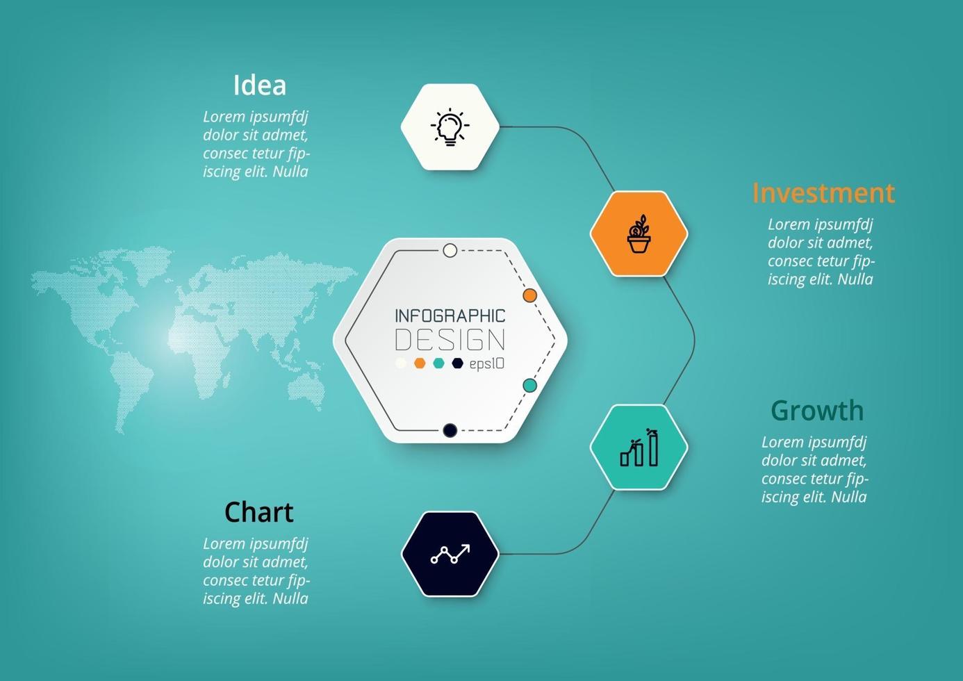 Hexagonal diagrams help plan your work and describe your functions, operations, business, company, research, communication. vector infographic.