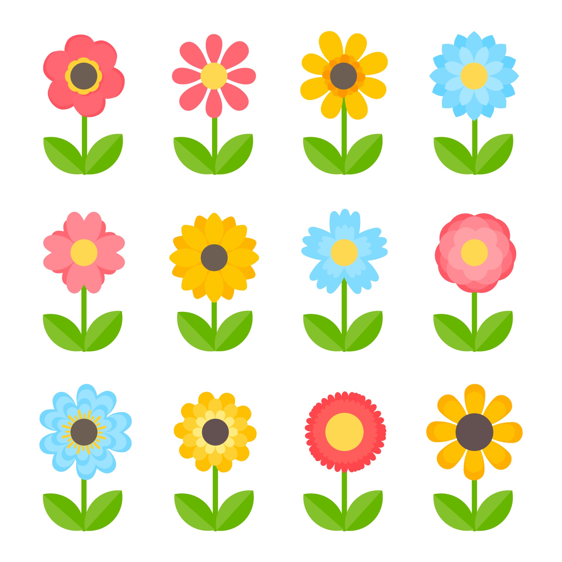 Simple colorful flower design for kids Isolated on white background