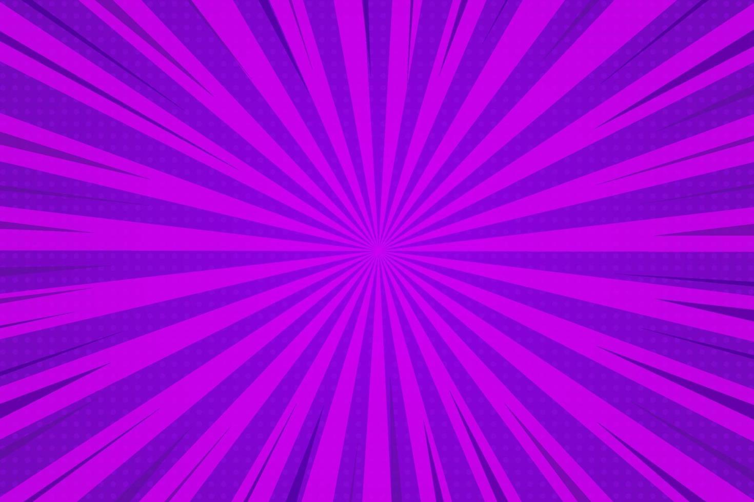 Fondo abstracto líneas de zoom púrpura historieta cómica con patrón de semitonos. vector