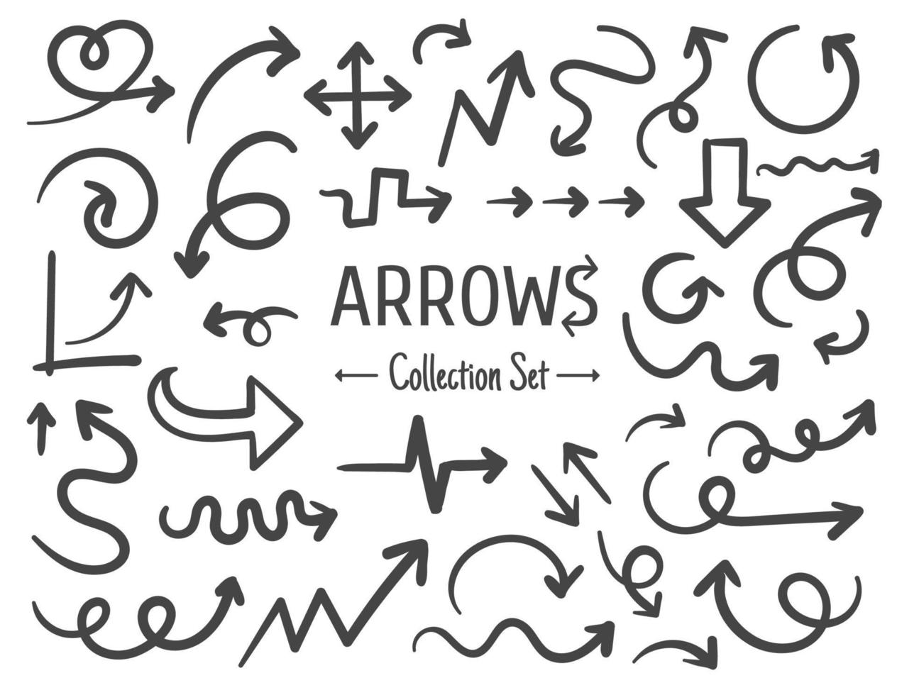 Free hand drawn line drawing arrow set design isolated on white background vector