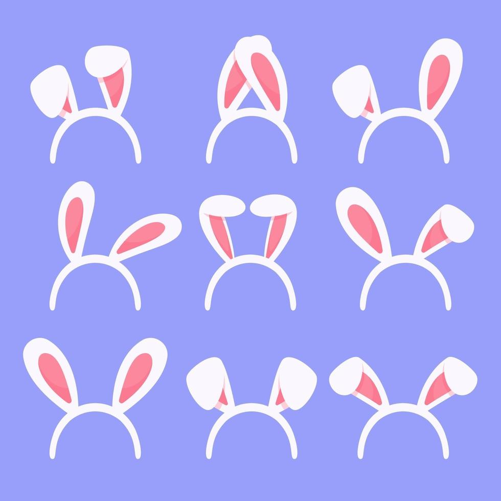 Cute bunny ears headband in various shapes Easter bunny costume accessories vector