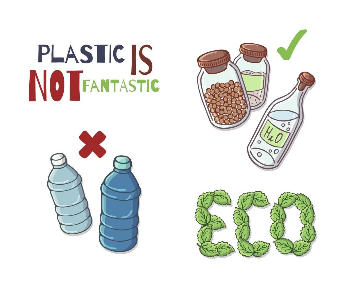 Reusable items instead of plastic vector