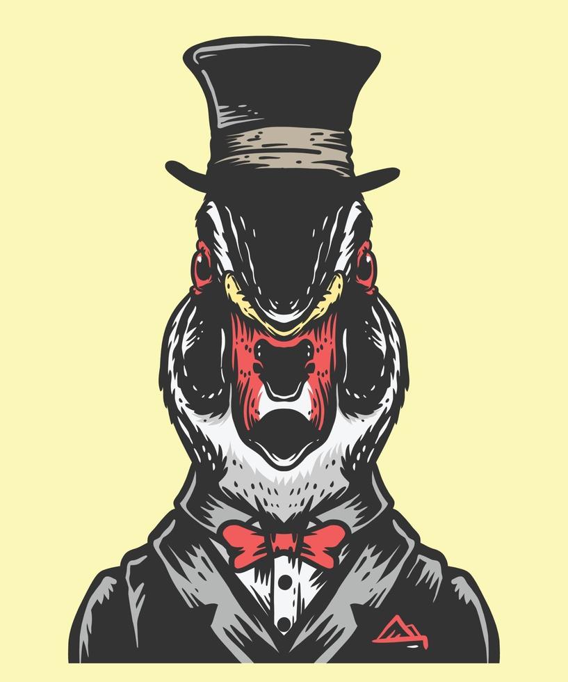 Duck magic man illustration vector