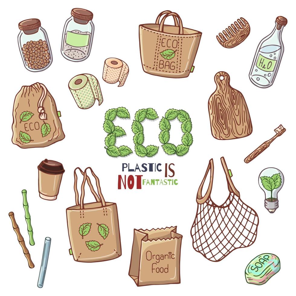 Eco elements collection vector