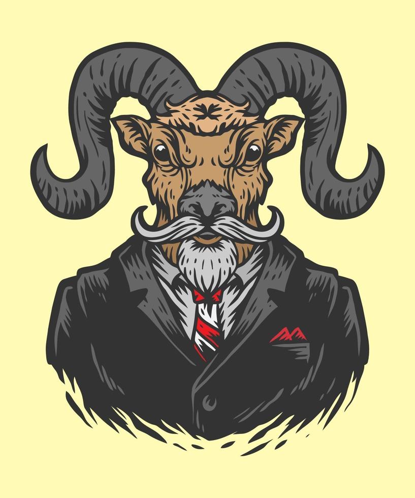 goat office man illustration vector