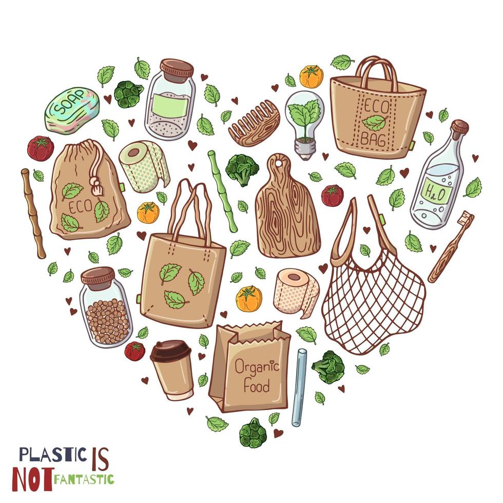 Eco elements heart vector