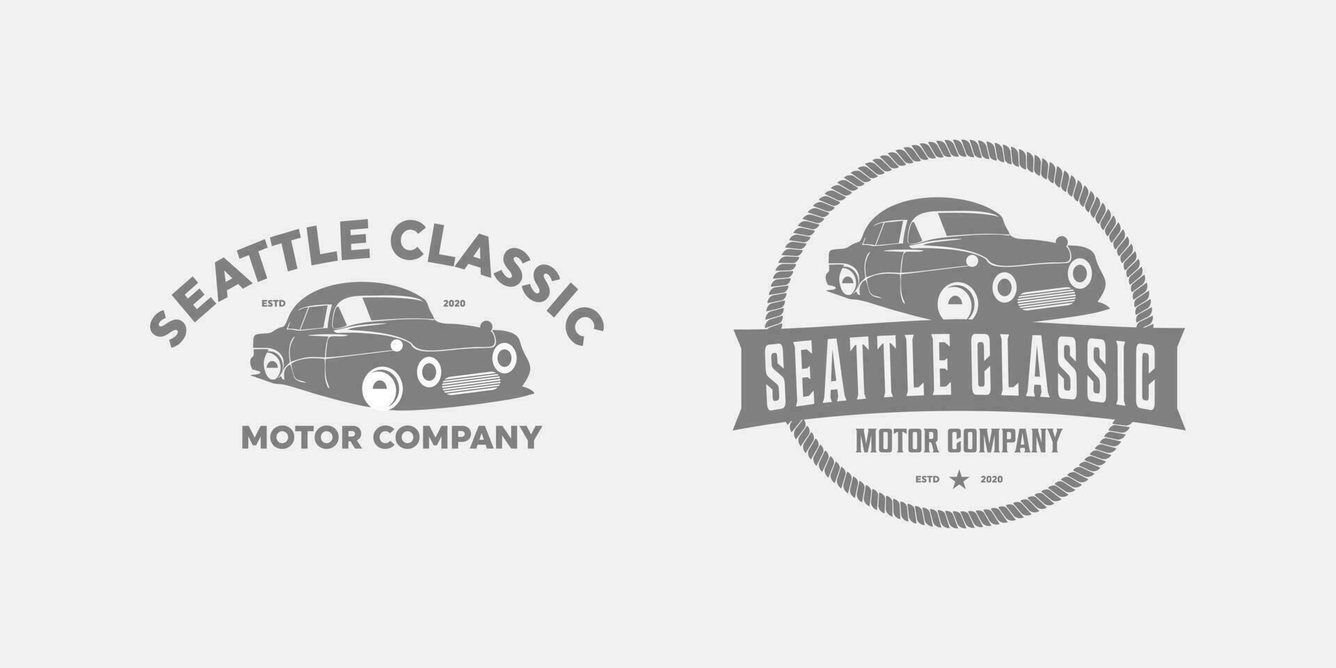 Old car vintage logo design vector