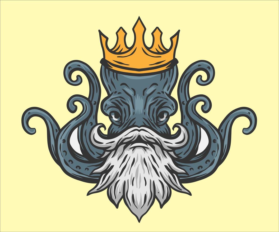 octopus king illustration vector