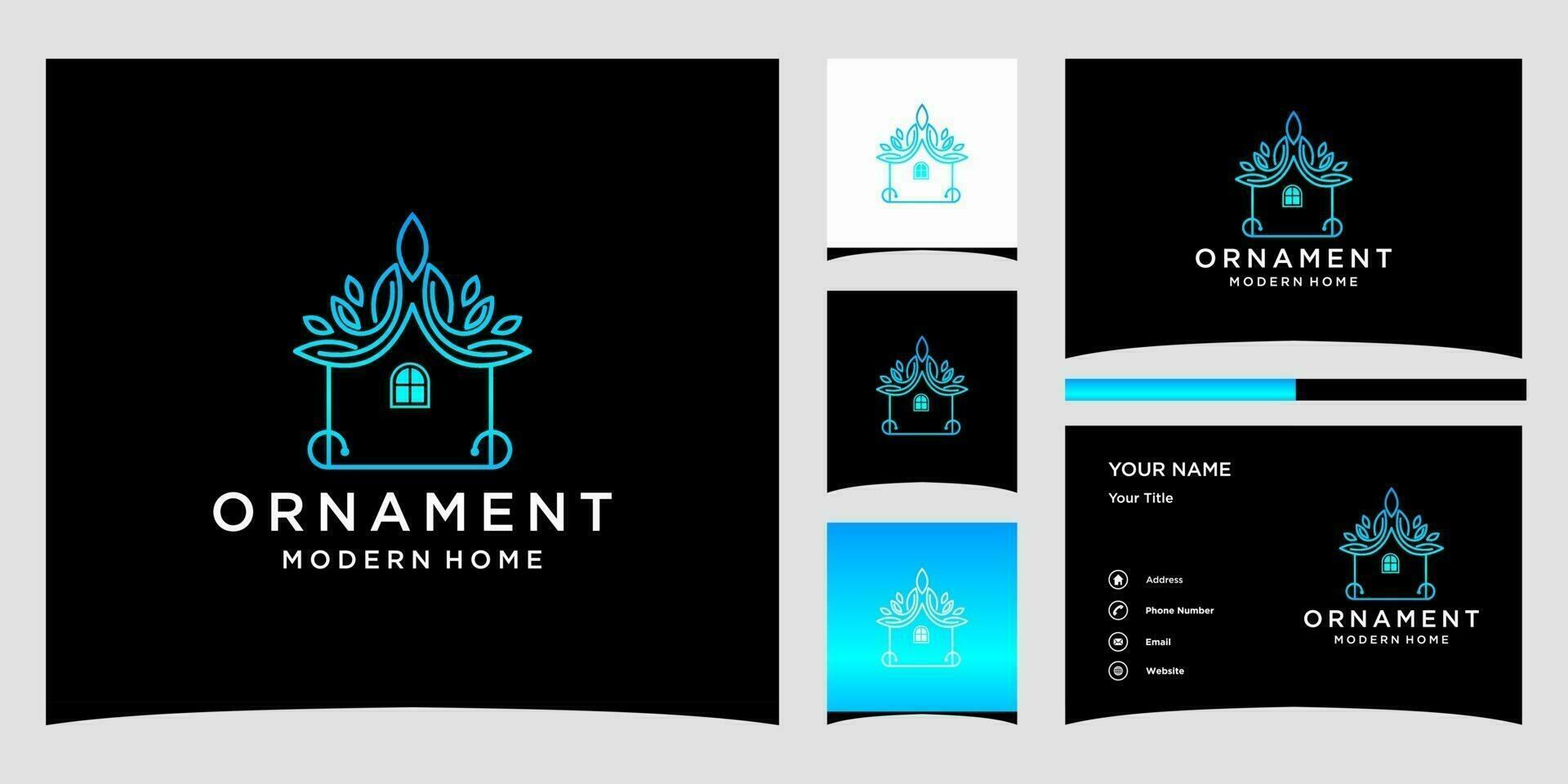 Adorno plantillas de logotipos de casas modernas y diseño de tarjetas de visita vector premium