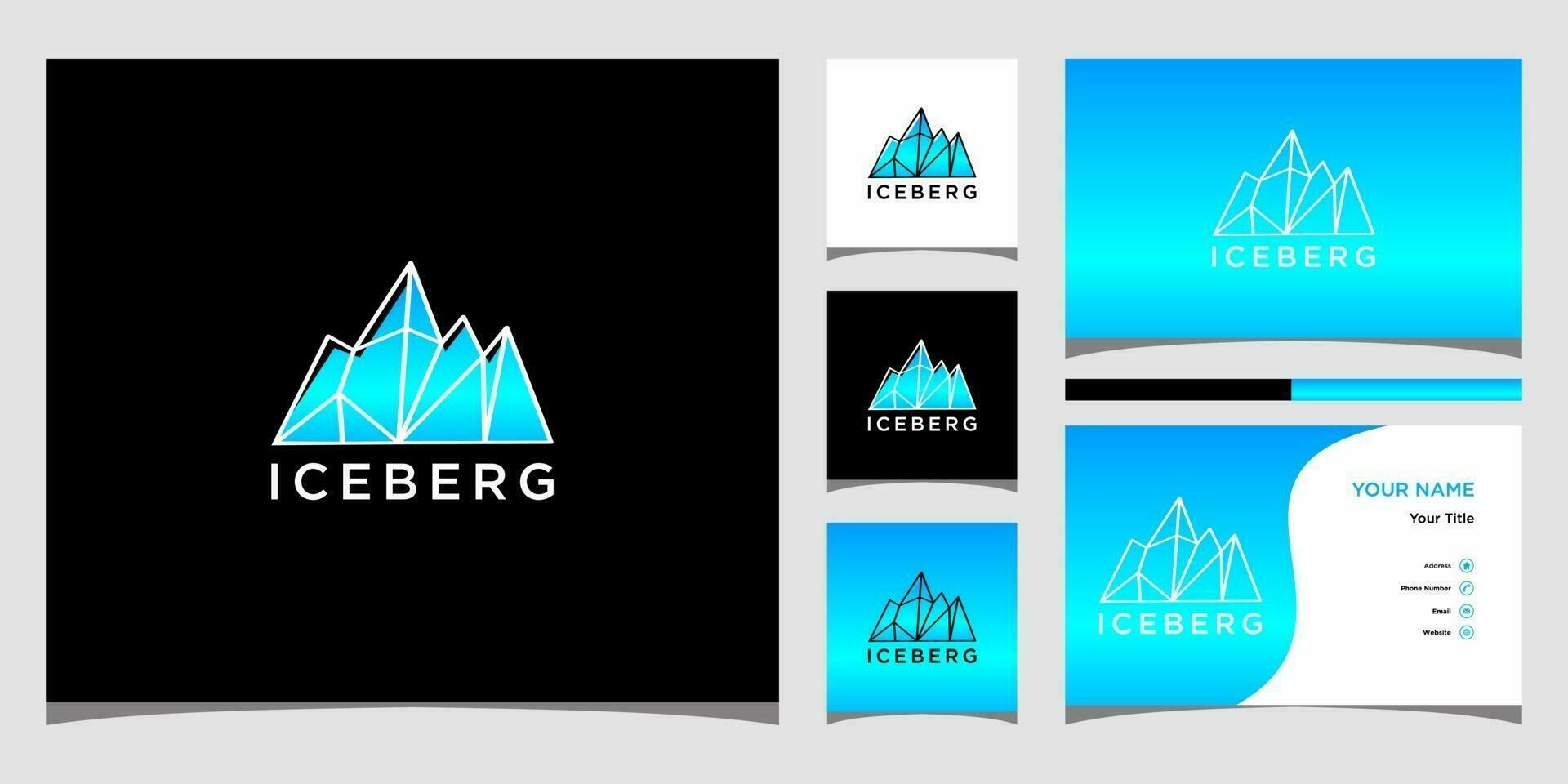 plantillas de logotipos de iceberg y diseño de tarjetas de visita vector premium