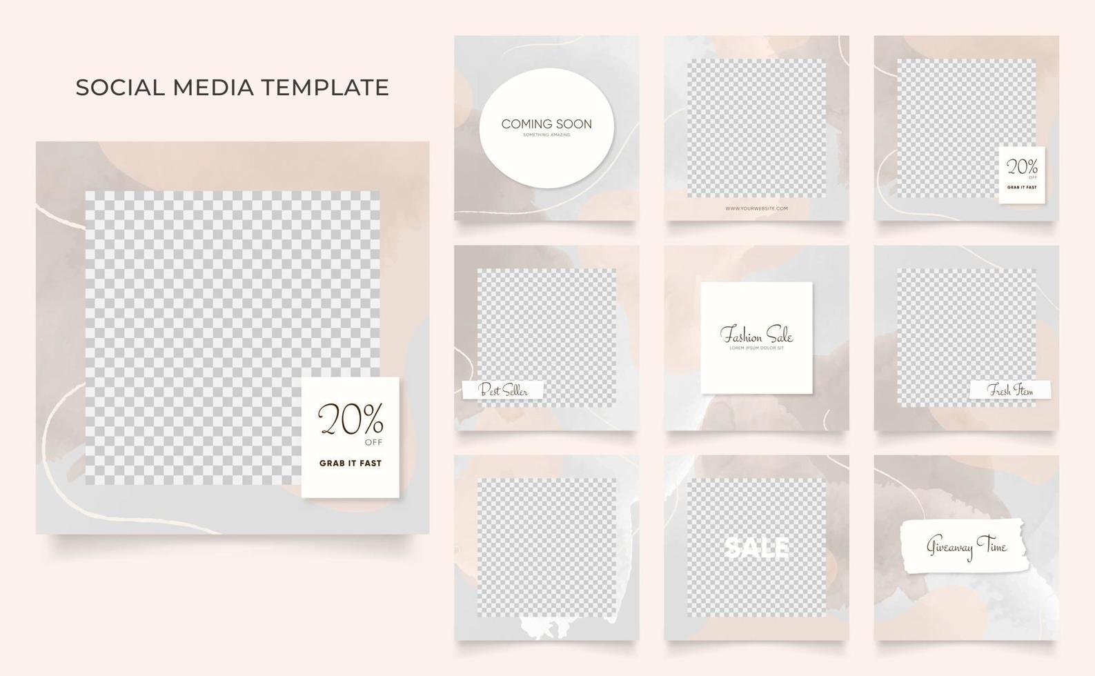 social media template banner blog fashion sale promotion. fully editable instagram and facebook square post frame puzzle organic sale poster. pink red white vector background