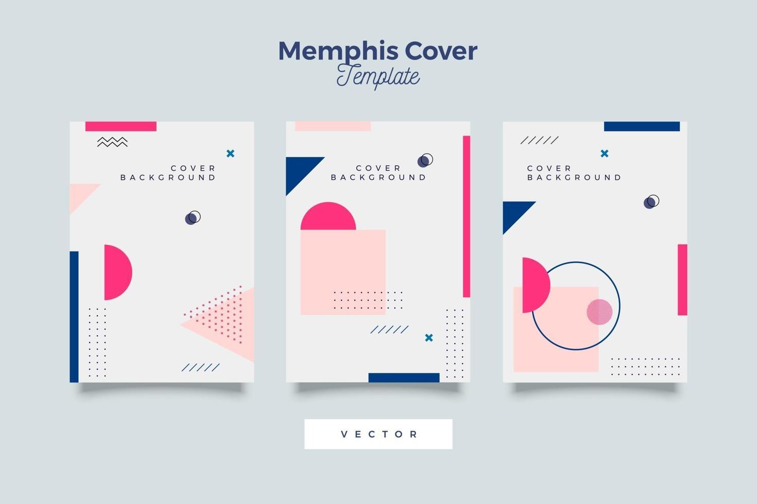Set of flat memphis template for cover vector