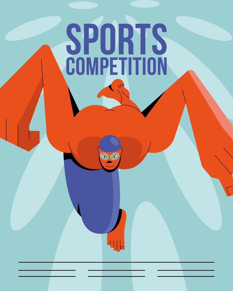 athlete swimming poster template vector