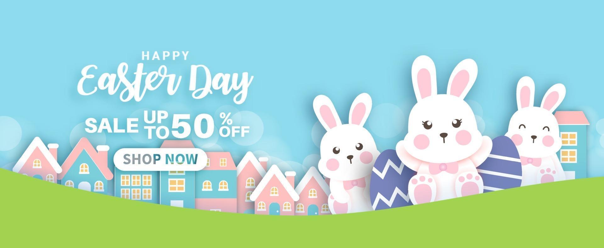 Easter day background and banner vector