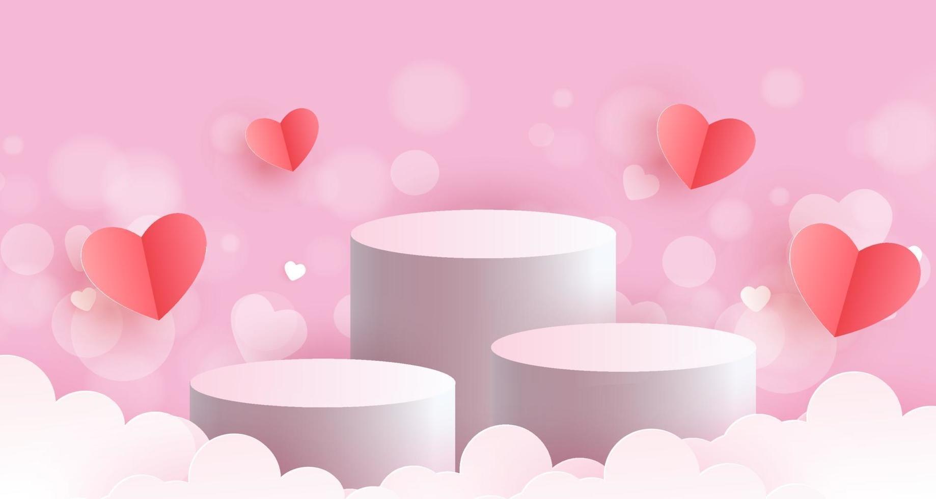 Valentine's day podiums for a product vector