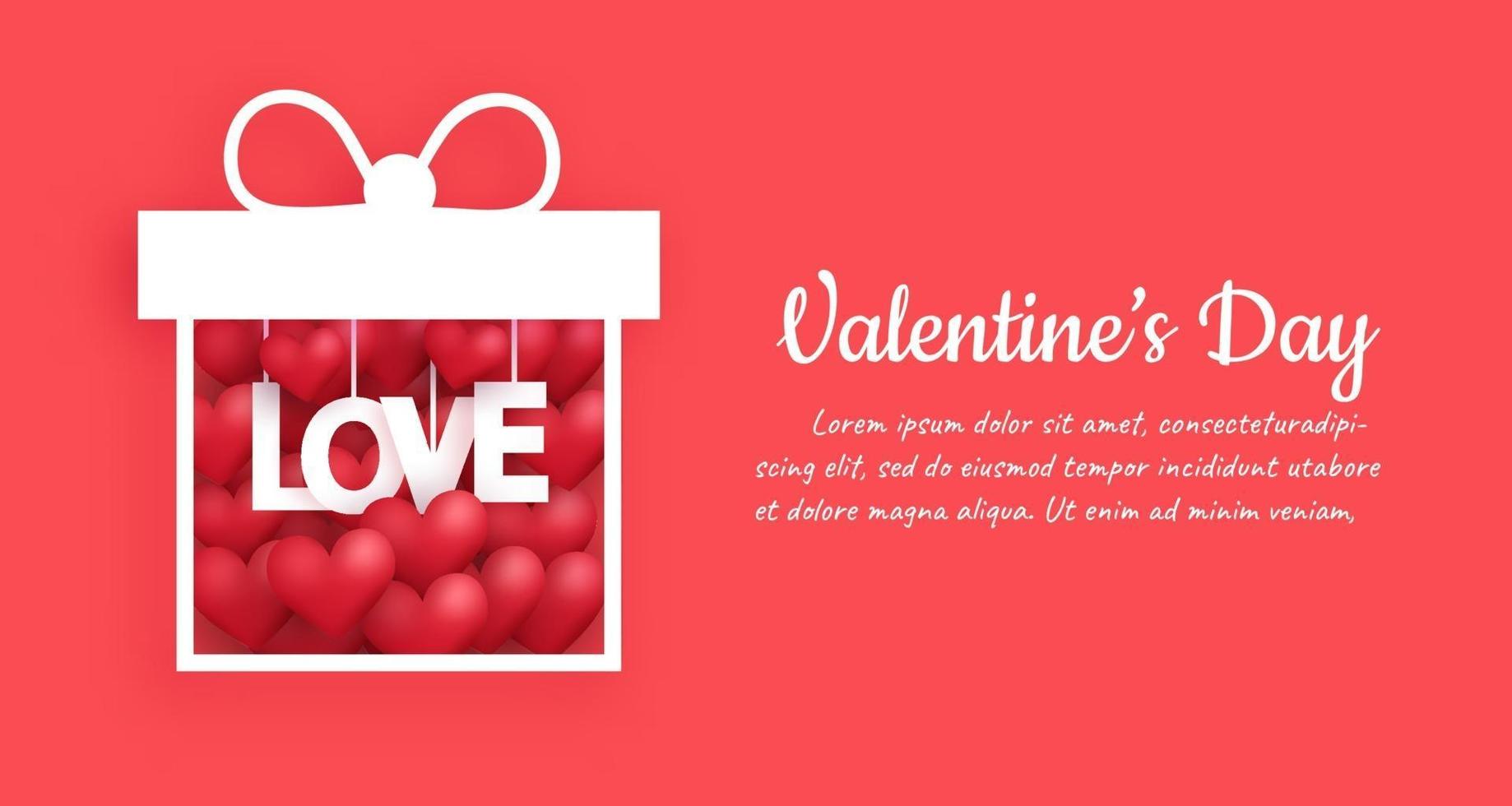 Valentine's day background with a hearts in a gift box. vector